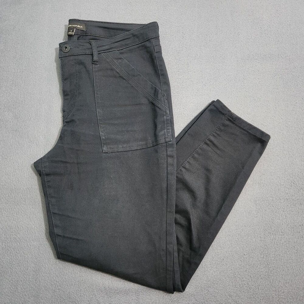 Banana Republic Women 8 Black Mid Rise Skinny Chino Pants